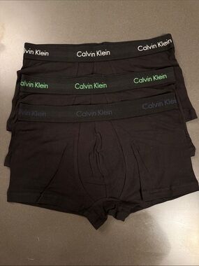 New Calvin Klein Men's Black Boxer Briefs /Low Rise Trunk Trio.  Cotton